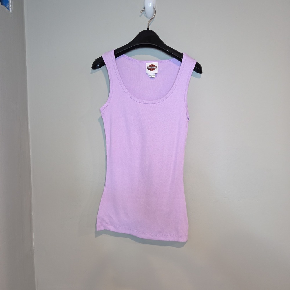 Harley Davidson Motorcycle Tank Top Womens Medium Lilac Purple Ribbed Knit Tee